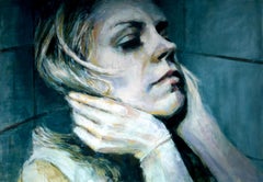Here I Am, Inside - original figure oil painting modern female portraiture Film