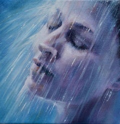 Let It Pour - original female human figure water painting Contemporary Artwork