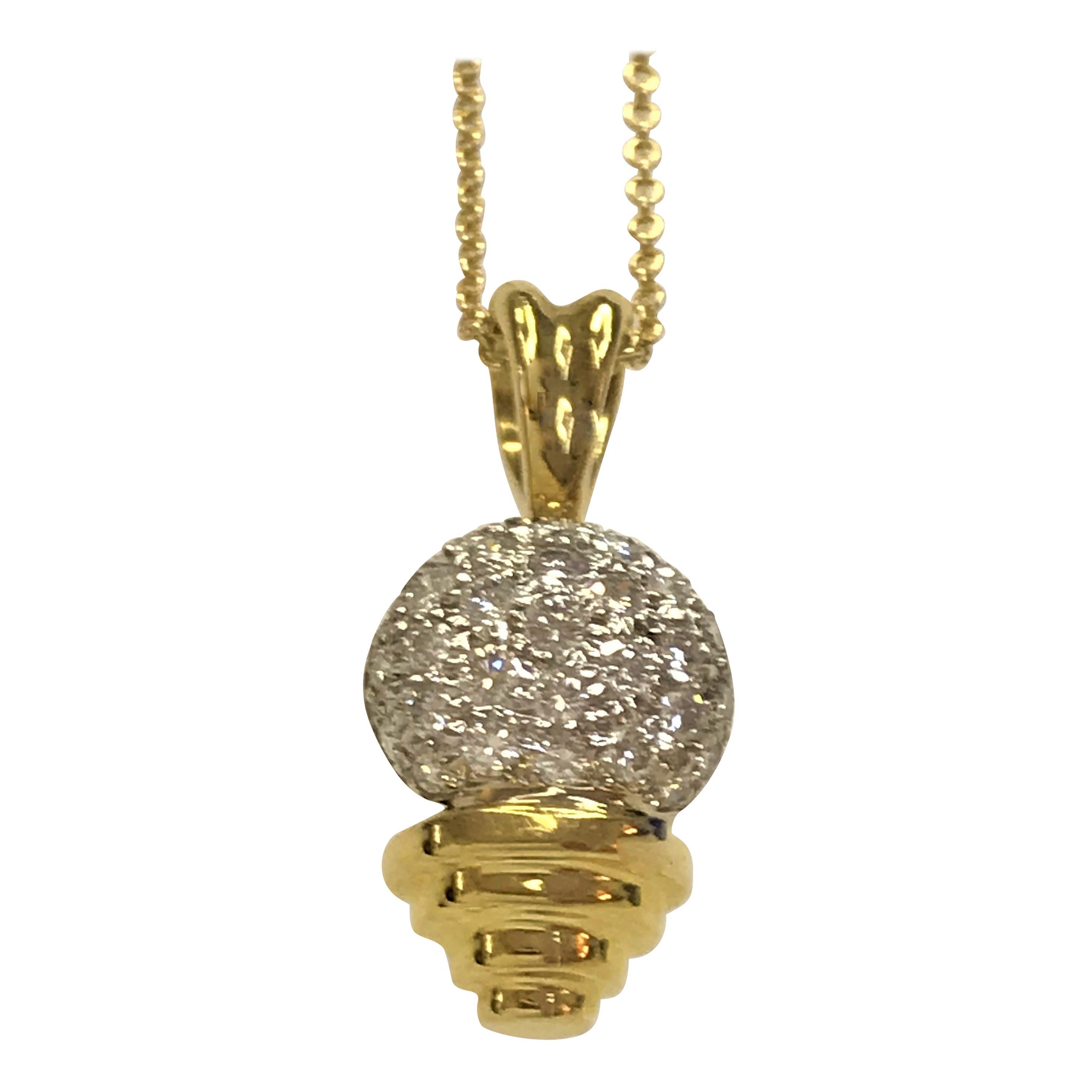 Sal Praschnik 18 Karat Diamond Golf Ball Tee Pendant Necklace For Sale