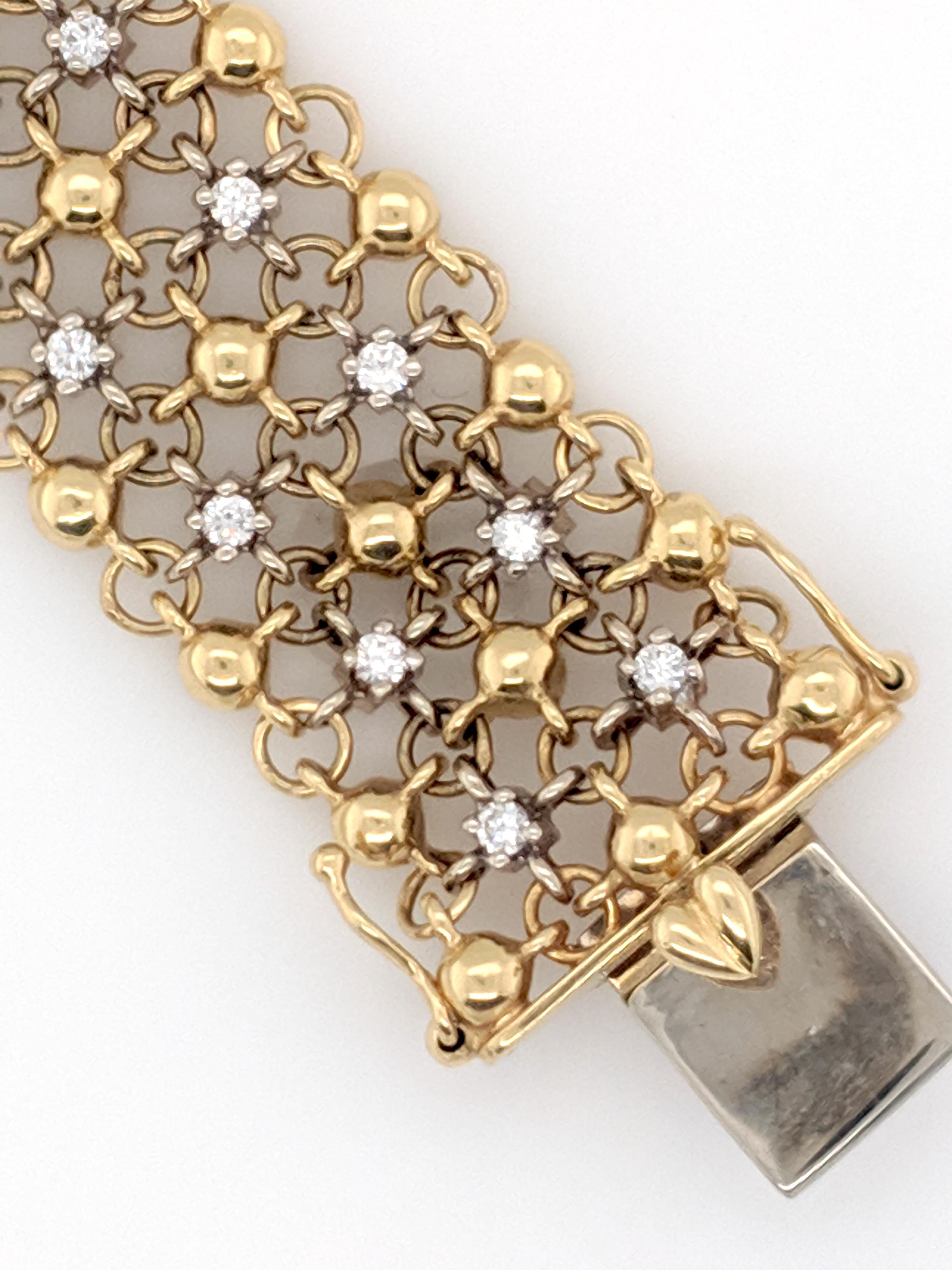 Sal Praschnik 18 Karat Gelbgold Diamant-Netz-Armband im Zustand „Neu“ im Angebot in Greenville, DE