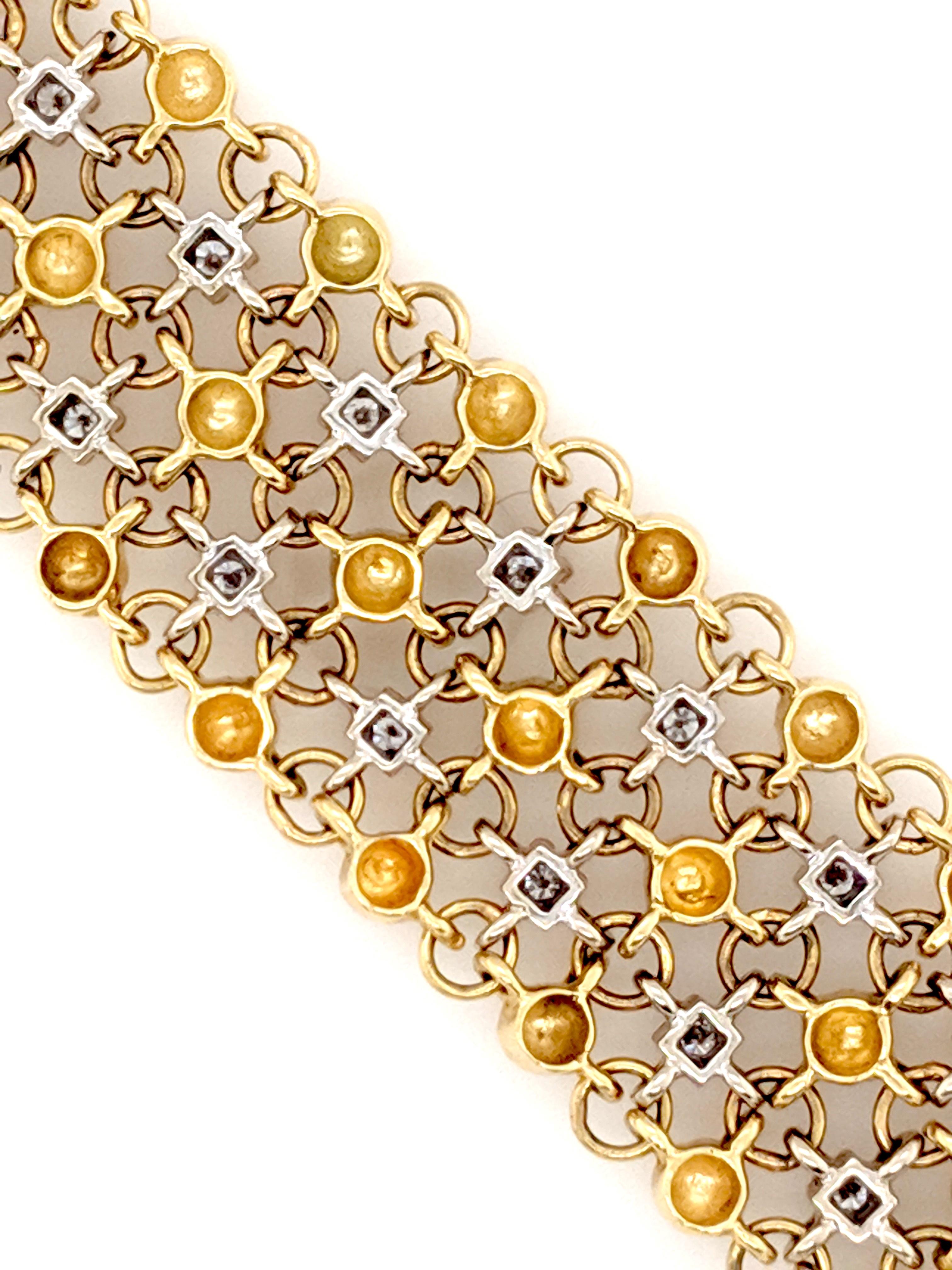 Bracelet en maille Sal Praschnik en or jaune 18 carats et diamants Pour femmes en vente
