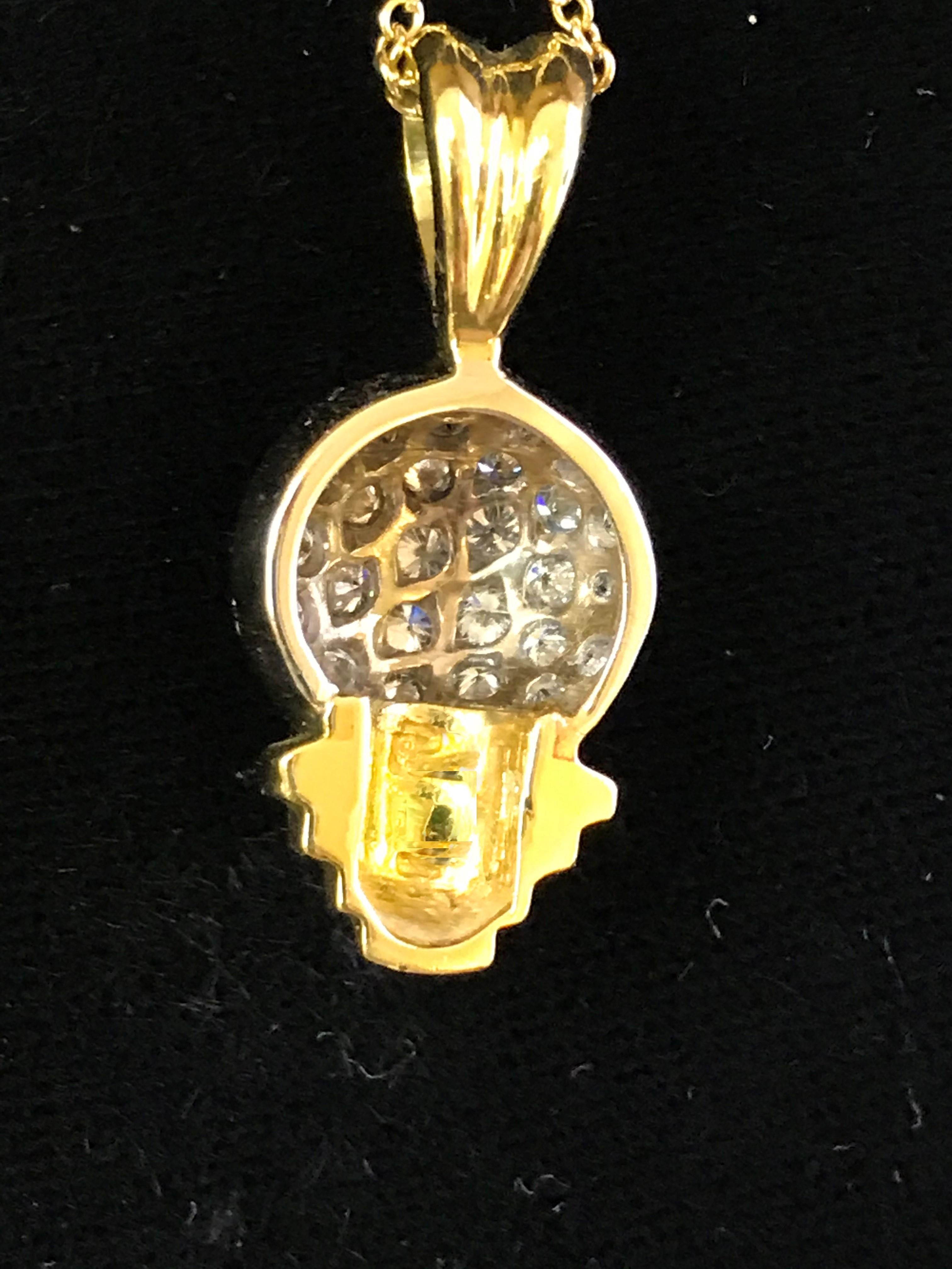 Sal Praschnik Collier pendentif boule de golf en or 18 carats et diamants Unisexe en vente