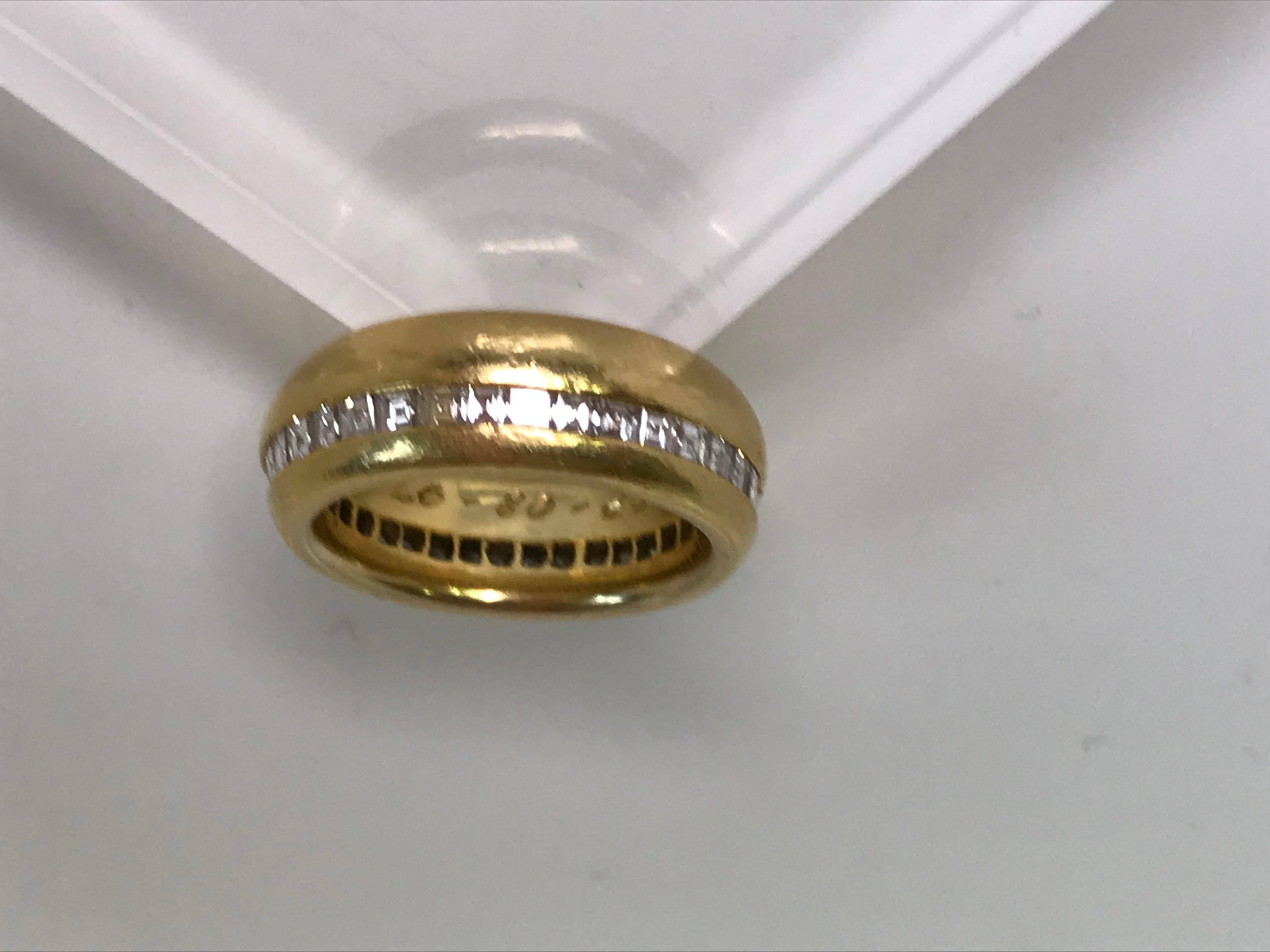 Square Cut Sal Praschnik 18KY Diamond Anniversary Ring  For Sale