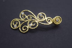 Sal Preschnik Structured Diamond Drop Earrings 18 Karat Yellow Gold