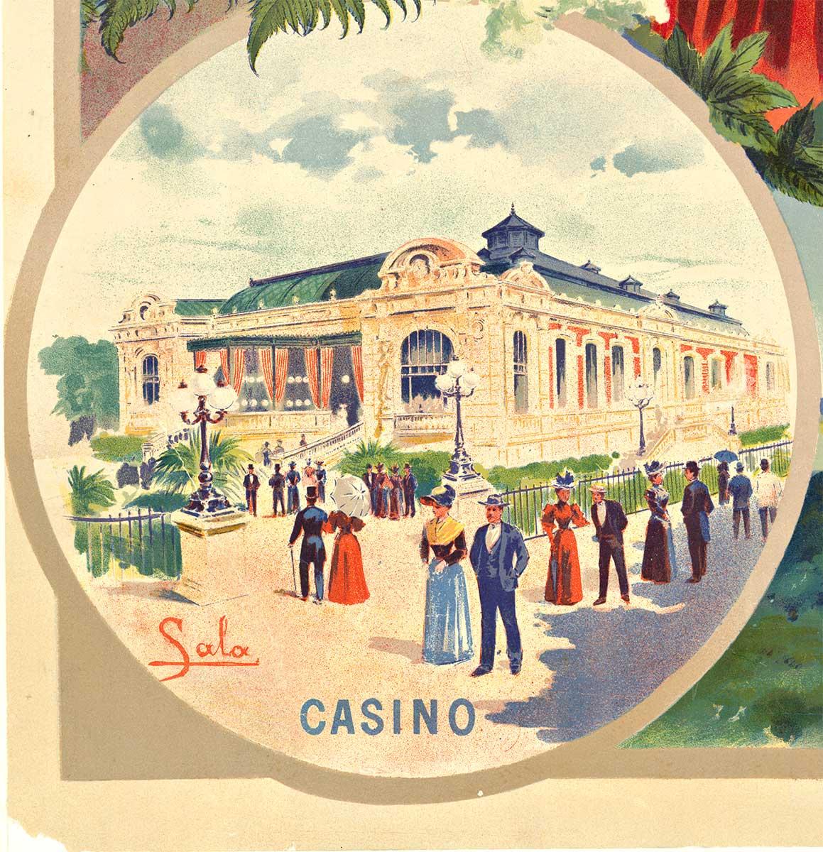 Cartel francés vintage litografía original de piedra de Vichy - Print Art Nouveau de Sala