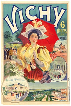 Original Vichy stone lithograph Antique French poster