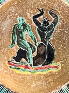 "Salacia Riding Neptune, " Fabulous Art Deco Plate with Aquatic Motif by Mayodon