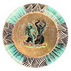 "Salacia Riding Neptune, " Fabulous Art Deco Plate with Aquatic Motif by Mayodon