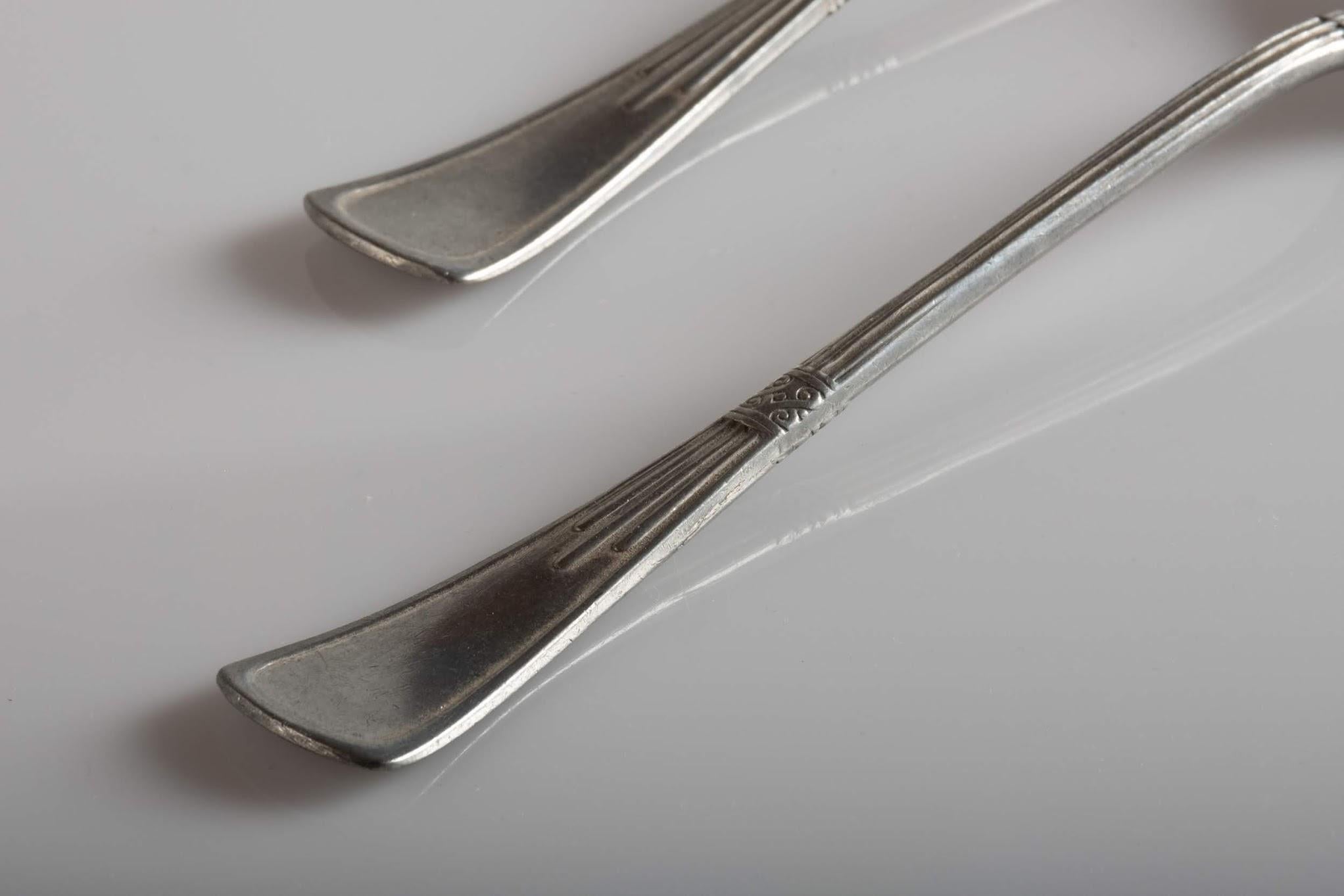 Salad Alpacca Silverware Set, Italy, Early 1800 In Good Condition For Sale In New York, NY