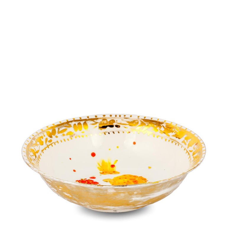 Salad Bowl Gold Hand Painted Coralla Maiuri Modern New Tableware