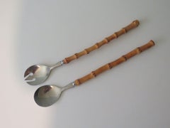 Salad Cutlery in Bamboo and Stainless Steel, 1960 Japan
