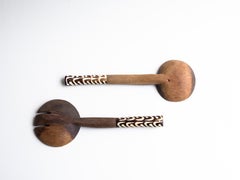 Servidores de Ensalada, Madera de Olivo Tallada y Hueso, Kenia