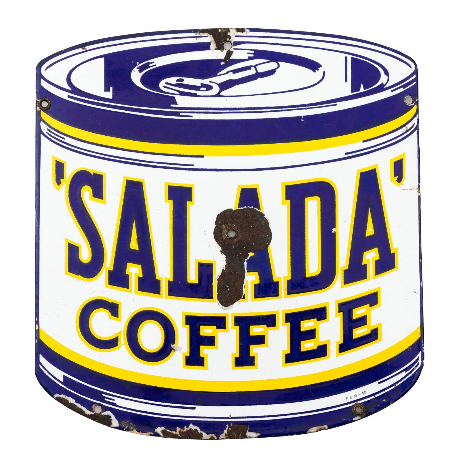 Salada Coffee Metal Porcelain Metal Sign  For Sale