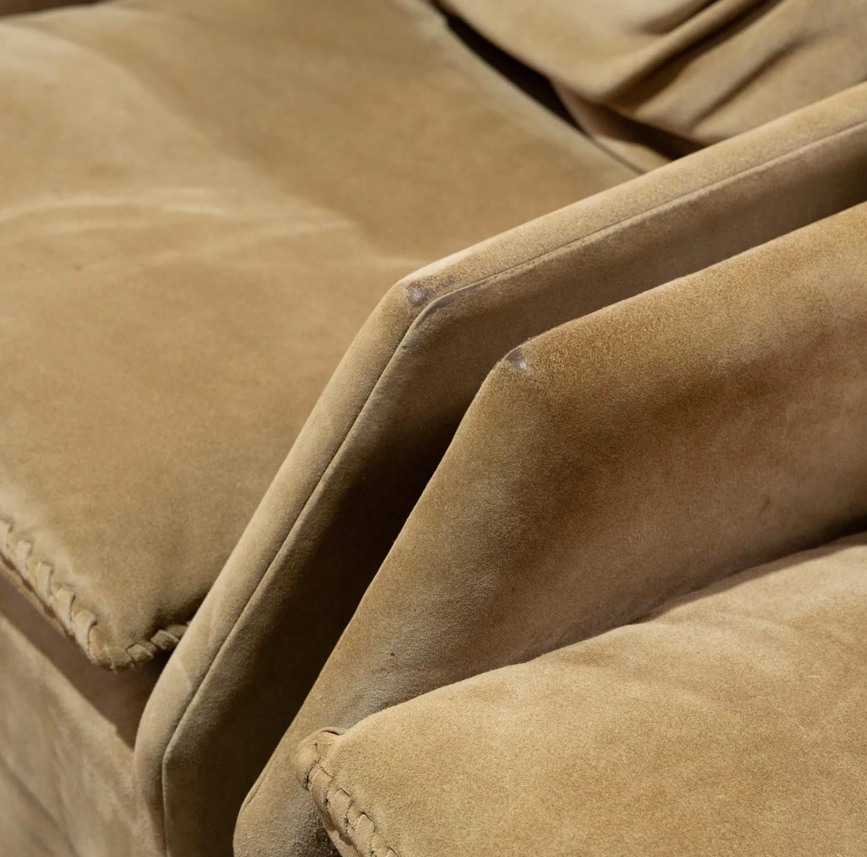 Contemporary Saladino Villa Dining Chairs in Suede - Set of 6 For Sale
