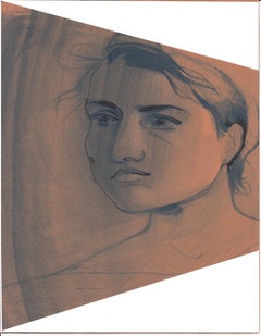 "Portrait d'un Modèle" Peinture 10" x 8" pouces (1955) de Salah Abdel Kerim