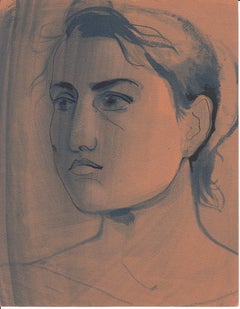 "Portrait d'un Modele" Painting 10" x 8" inch (1955) by Salah Abdel Kerim