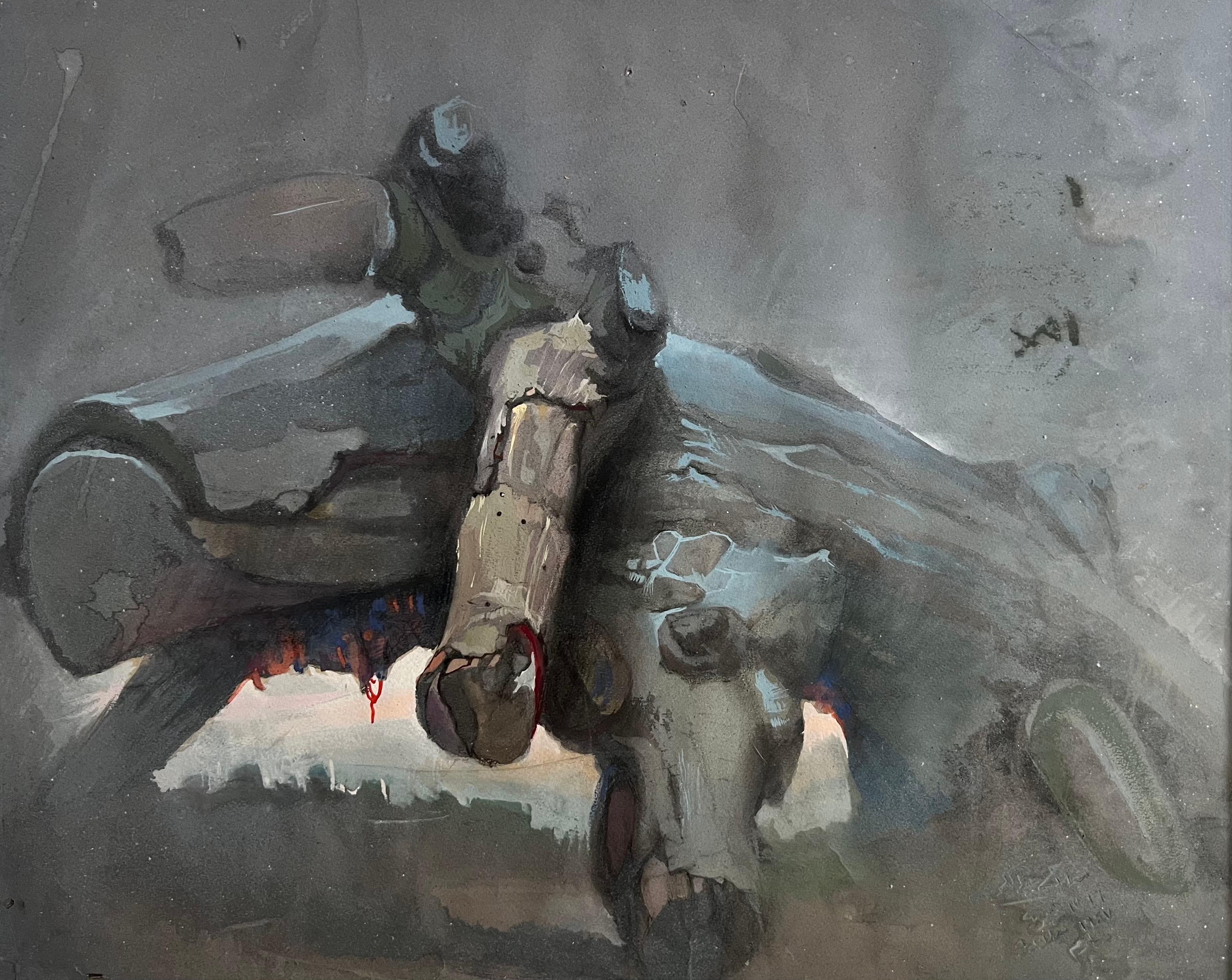 "Tree Trunk" Abstract Painting 16" x 20" inch by Salah Abdel Kerim

Medium: watercolor on paper
Not signed 

Born in Fayoum to a big family of 5 brothers and sisters. In 1938 he meets the famous painter Hussein Bikar and he becomes his student in