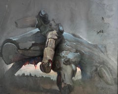 "Tree Trunk" Abstract Painting 16" x 20" inch by Salah Abdel Kerim