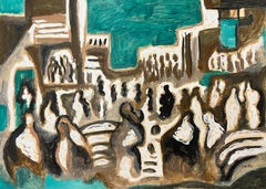 Abstraktes Gemälde „Cairene I“ 20" x 28" Zoll von Salah Boutros