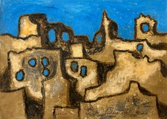"Morada en el desierto II" Pintura abstracta 14" x 20" pulgadas by Salah Boutros