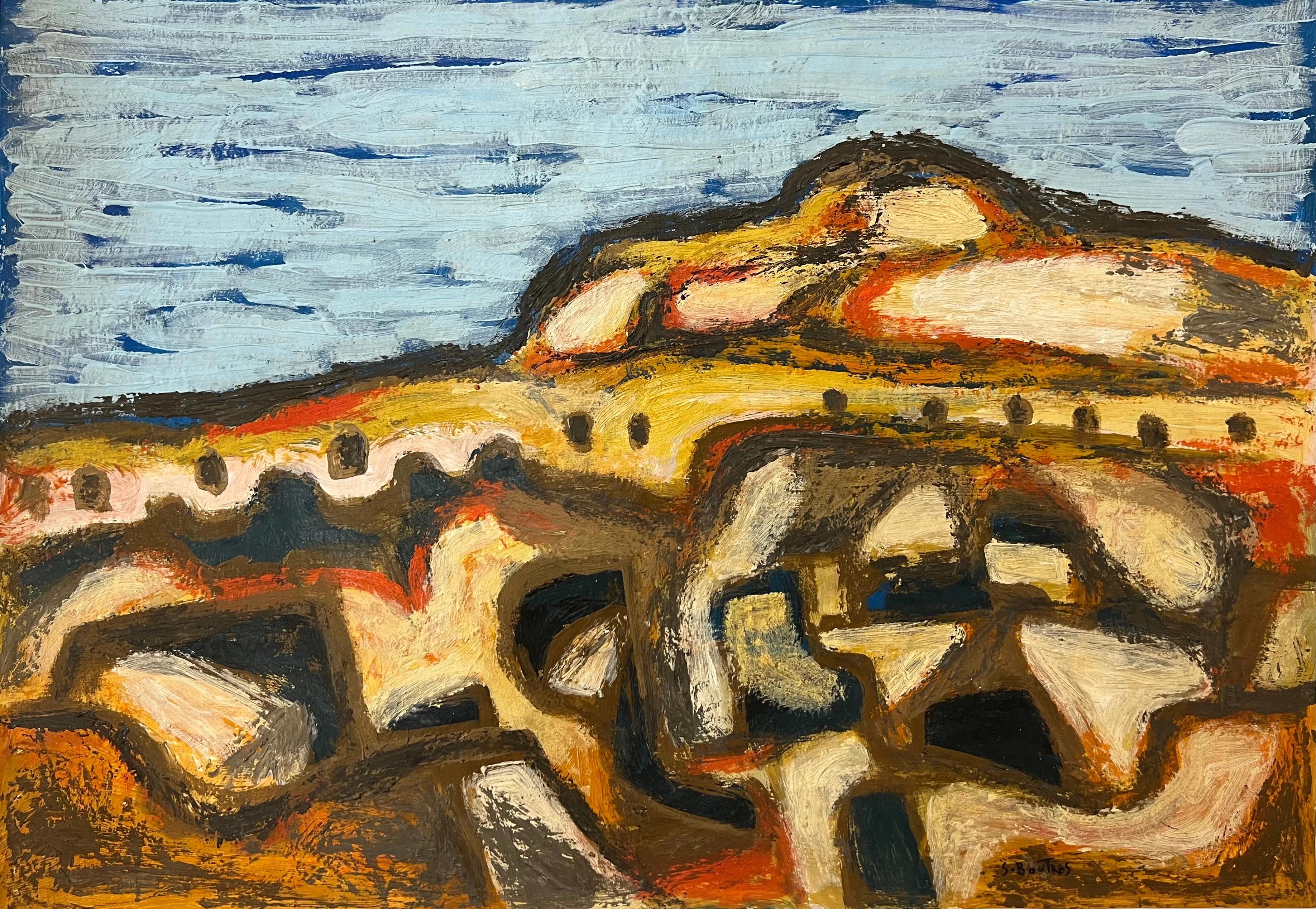 "Wüste Sonnenuntergang I" Abstrakte Malerei 14" x 20" Zoll von Salah Boutros