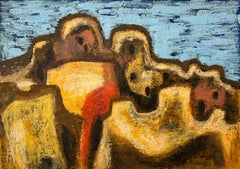 "Desert Sunset II" Abstract Painting 14" x 20" inch by Salah Boutros