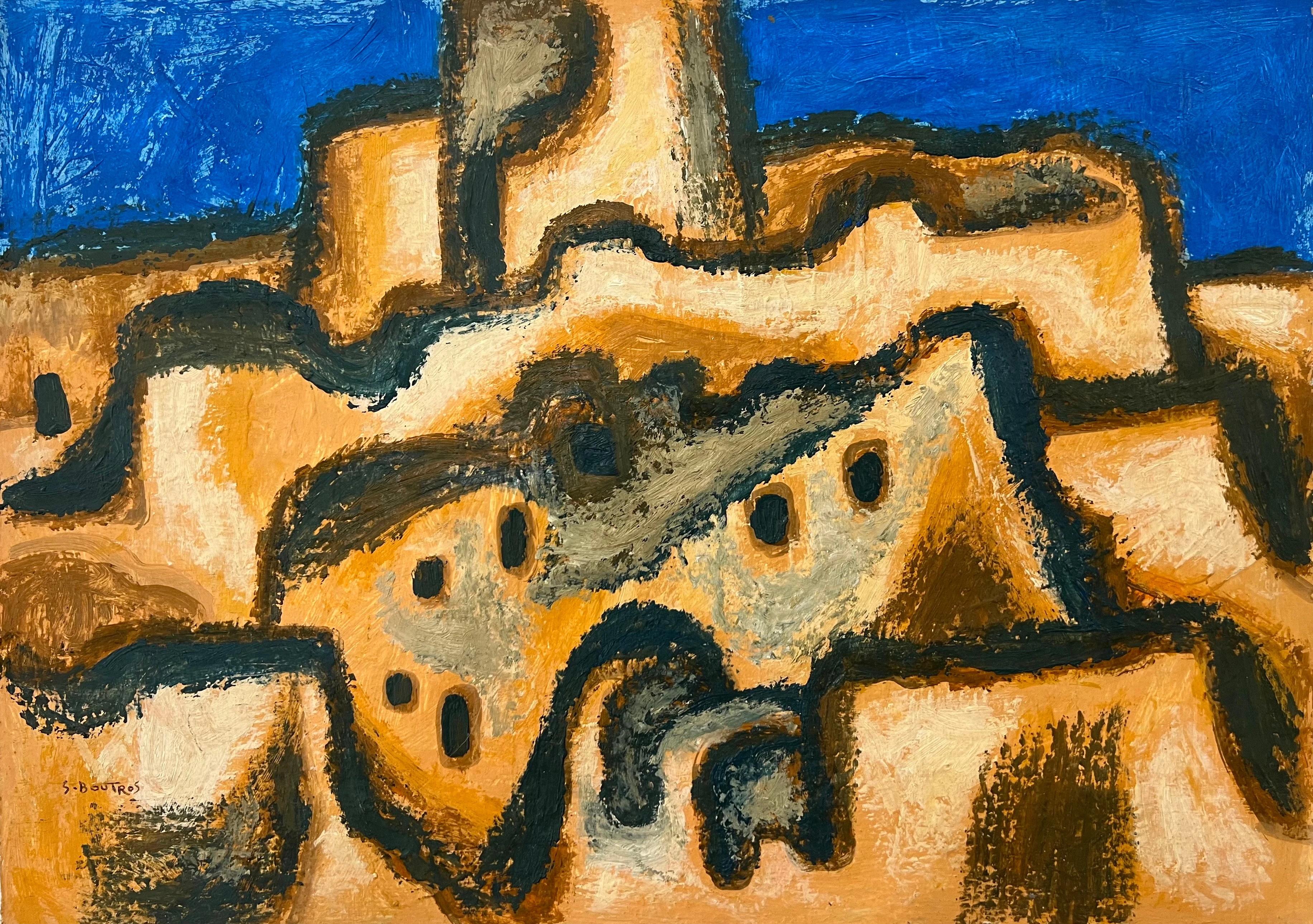 "Wüste Sonnenuntergang III" Abstrakte Malerei 14" x 20" Zoll von Salah Boutros