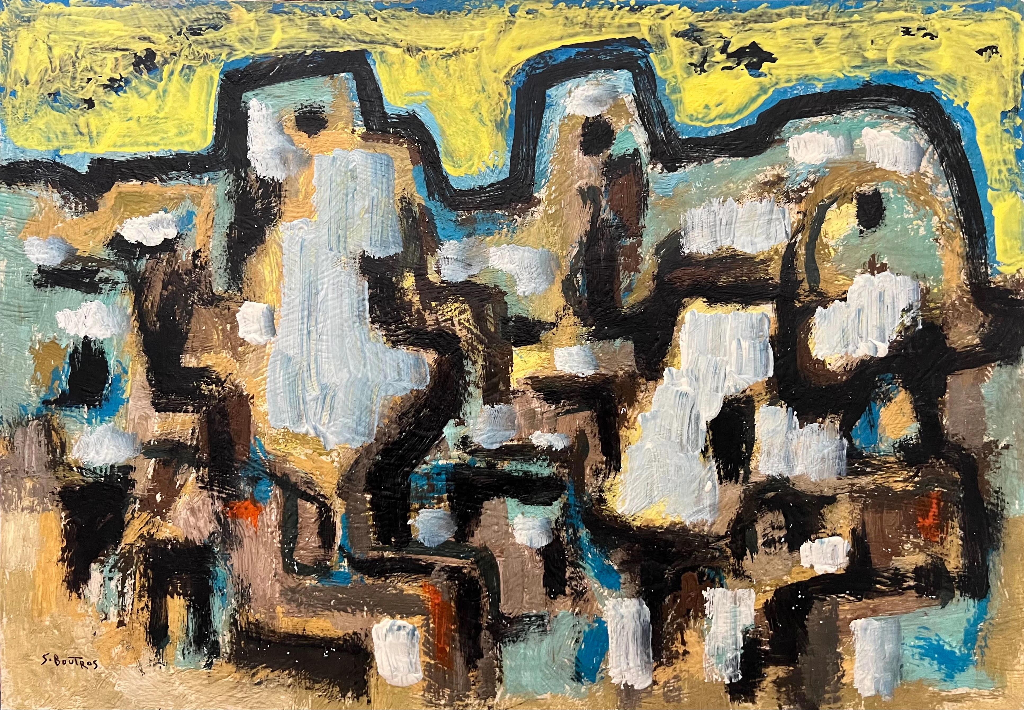 "Wüste Sonnenuntergang IV" Abstrakte Malerei 14" x 20" Zoll von Salah Boutros