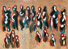 "En los campos" Pintura abstracta 20" x 28" pulgadas por Salah Boutros