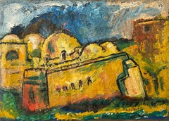 "Monastery II" Abstract Painting 10" x 14" inch by Salah Boutros
