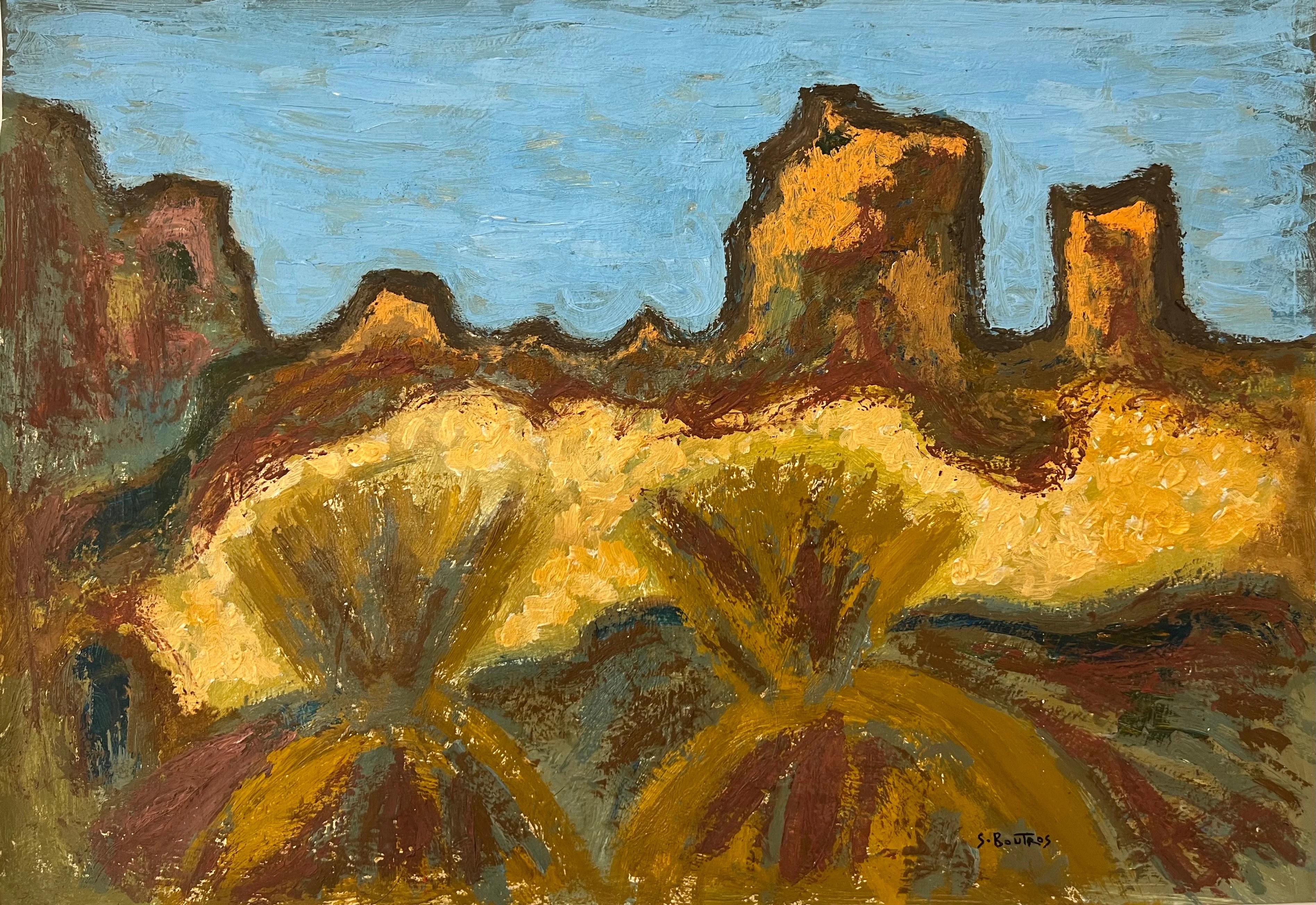 "Palm Pair" Abstrakte Malerei 14" x 20" Zoll von Salah Boutros