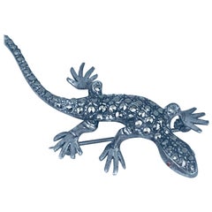 Salamander, German Sterling Silver, Marcasite Stone Pin