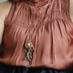 Salamander Jewel One-Off Semi Precious Stone Pendant in Rose gold