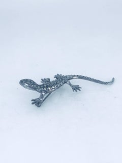 Salamander, German Sterling Silver, Marcasite Stone Pin