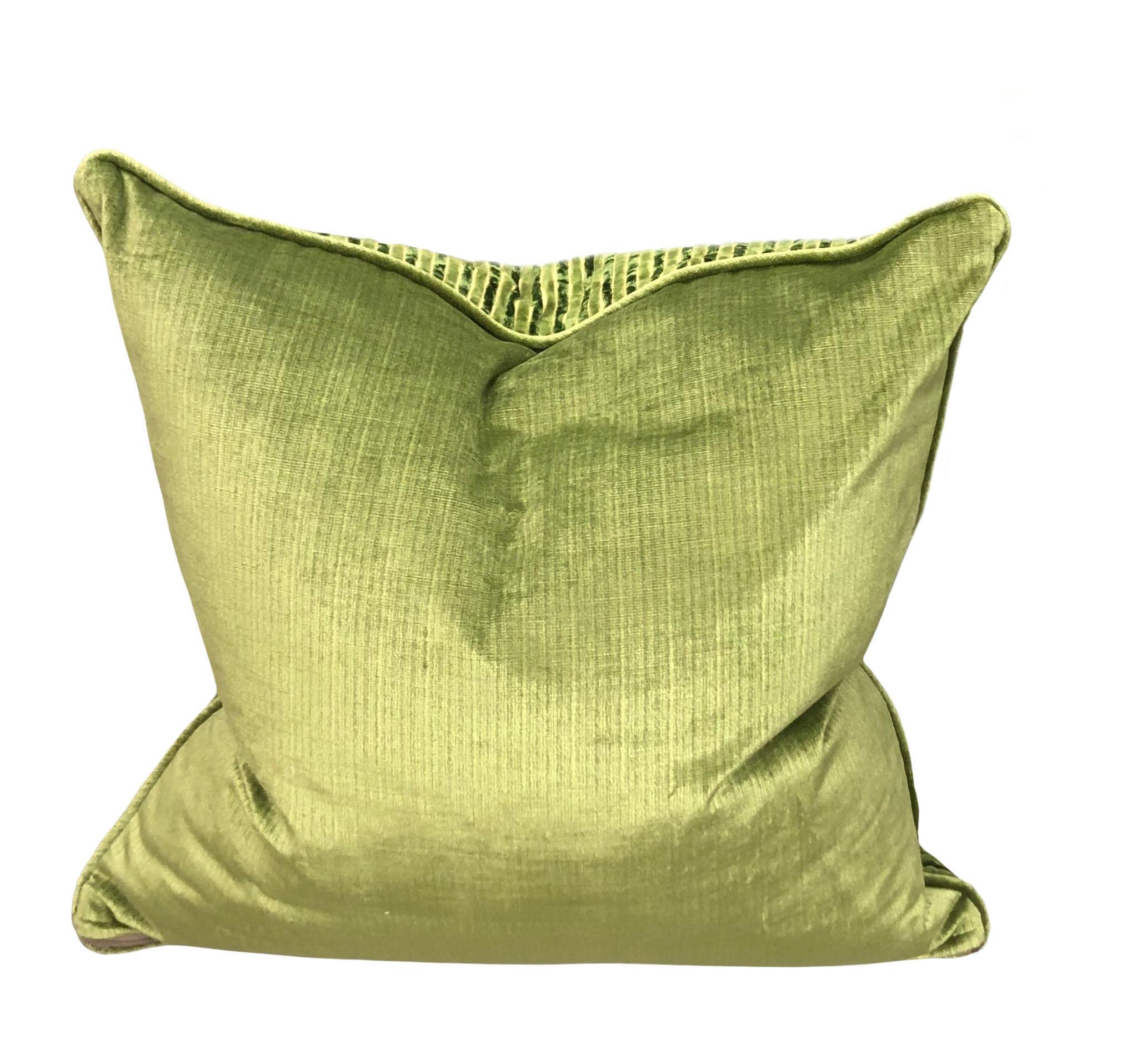 Late 20th Century Salamandré Green Stripe Pillows For Sale