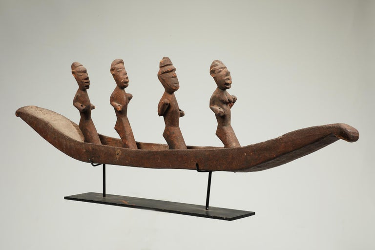 Salampasu Ritual Wood Boat with Four Masked Figure and Attendants Congo ...