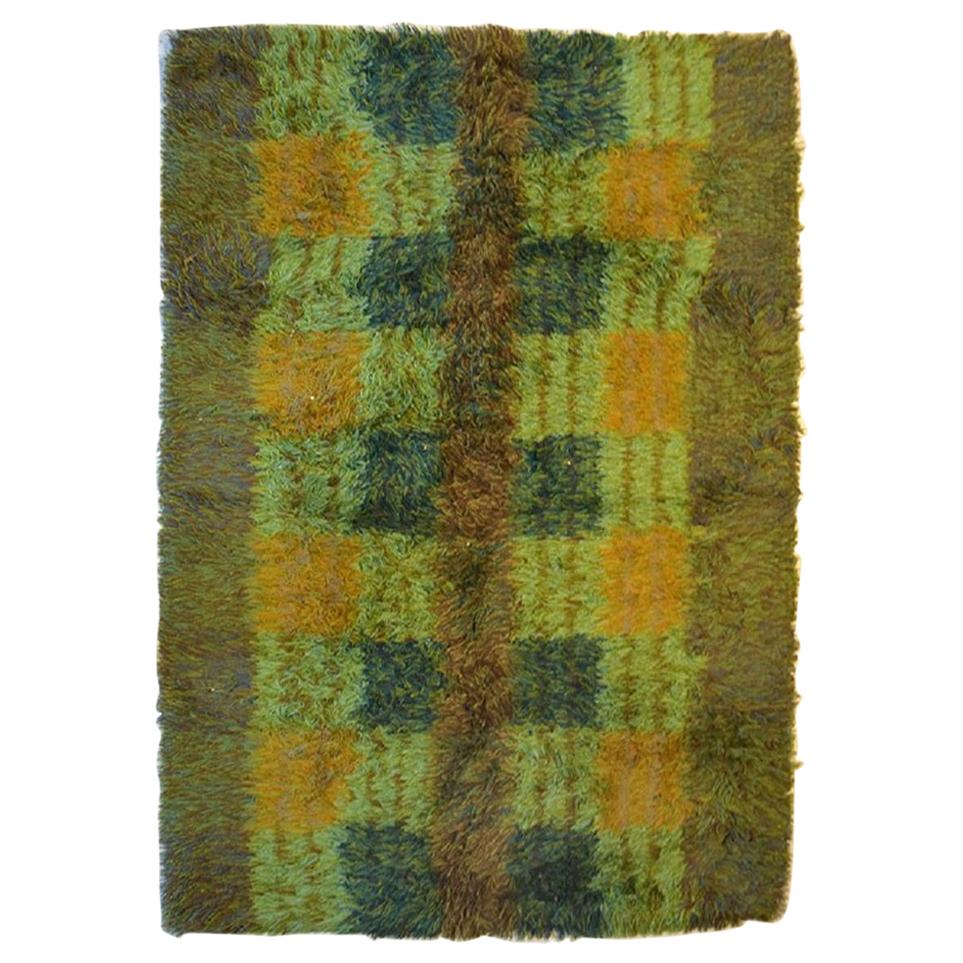 Salanders, Sweden, Rya Rug in Pure Wool, Geometric Fields, 1960s-1970s