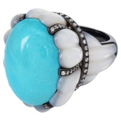 SALAVATTI 18K Gold Türkis Perlmutt Cocktail Ring