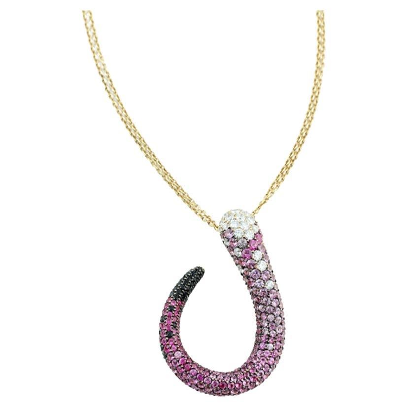 Salavetti 18 Karat Rose Gold Swirl Pendant Necklace For Sale