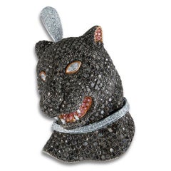 Salavetti Panther-Anhänger aus 18 Karat Weißgold mit schwarzem Diamanten