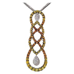 Salavetti Halskette aus 18 Karat Weißgold mit mehreren Saphiren und Diamanten