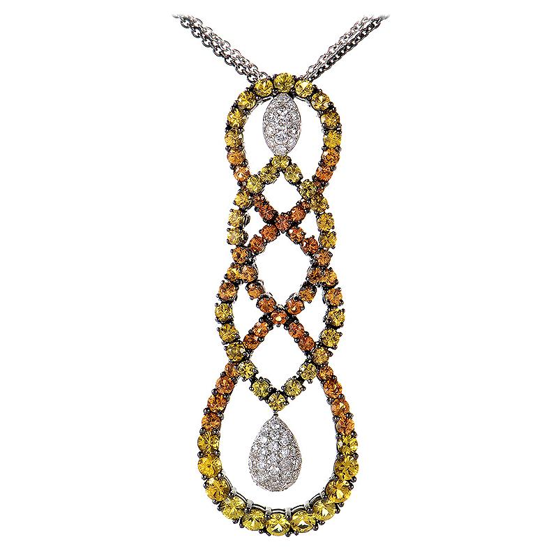 Salavetti 18 Karat White Gold Multi Sapphire and Diamond Necklace SALAG01-080612