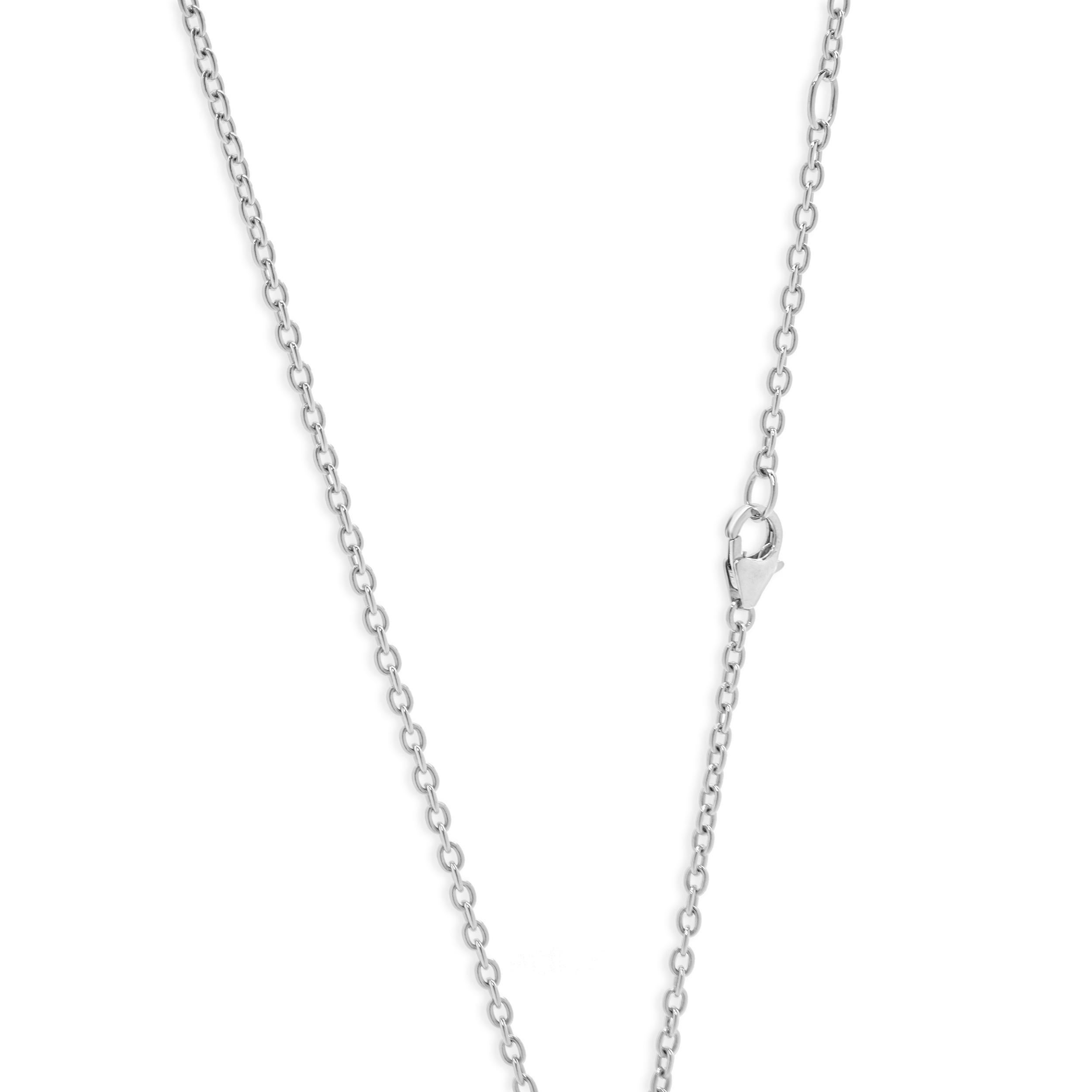 Salavetti 18 Karat White Gold Pave Pink Sapphire and Diamond Disc Necklace In Excellent Condition For Sale In Scottsdale, AZ