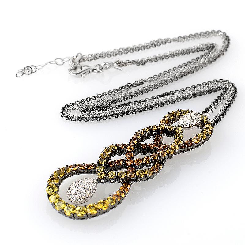 Women's Salavetti 18 Karat White Gold Multi Sapphire and Diamond Necklace SALAG01-080612