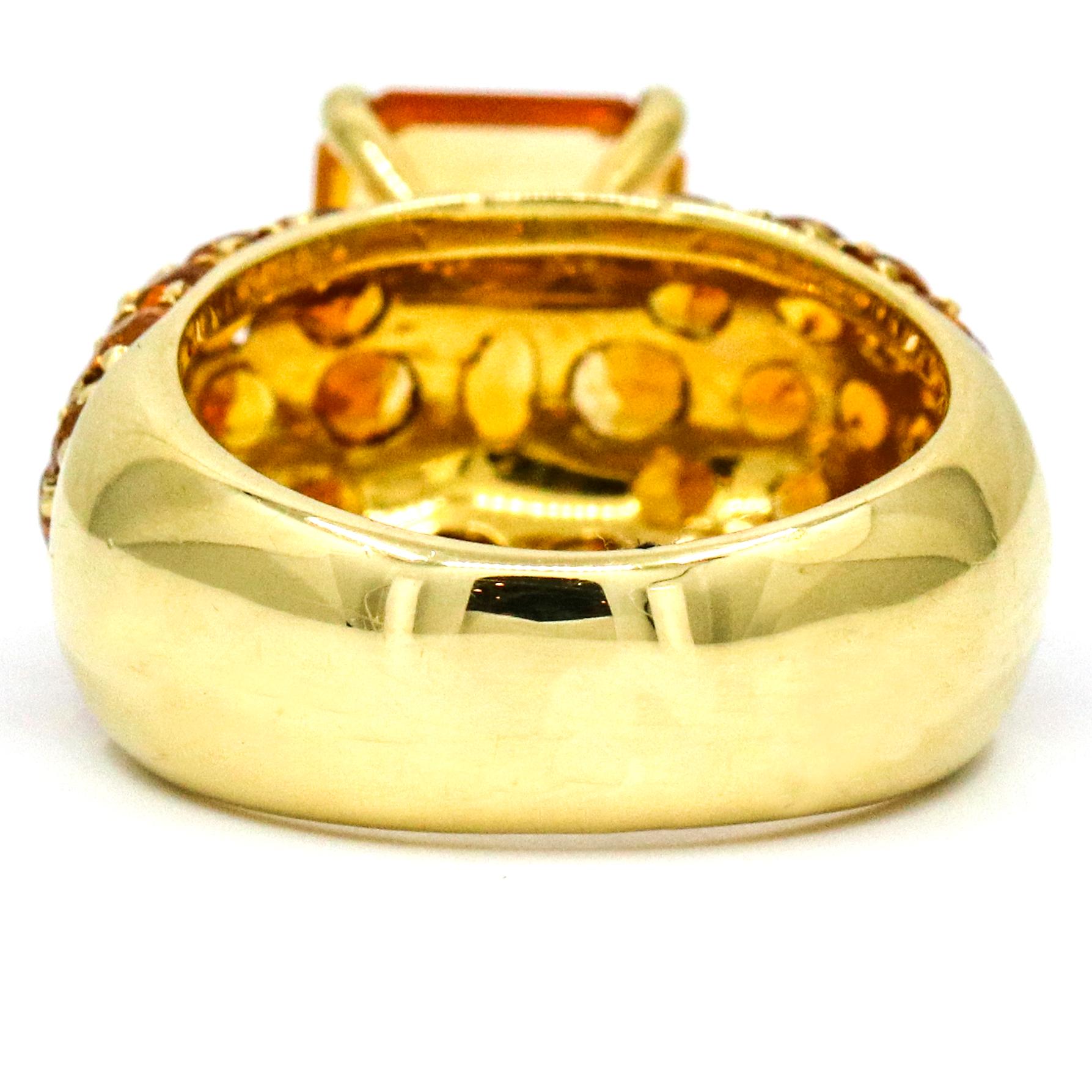 Salavetti 18 Karat Yellow Gold Imperial Citrine Cocktail Ring In Excellent Condition For Sale In Fort Lauderdale, FL