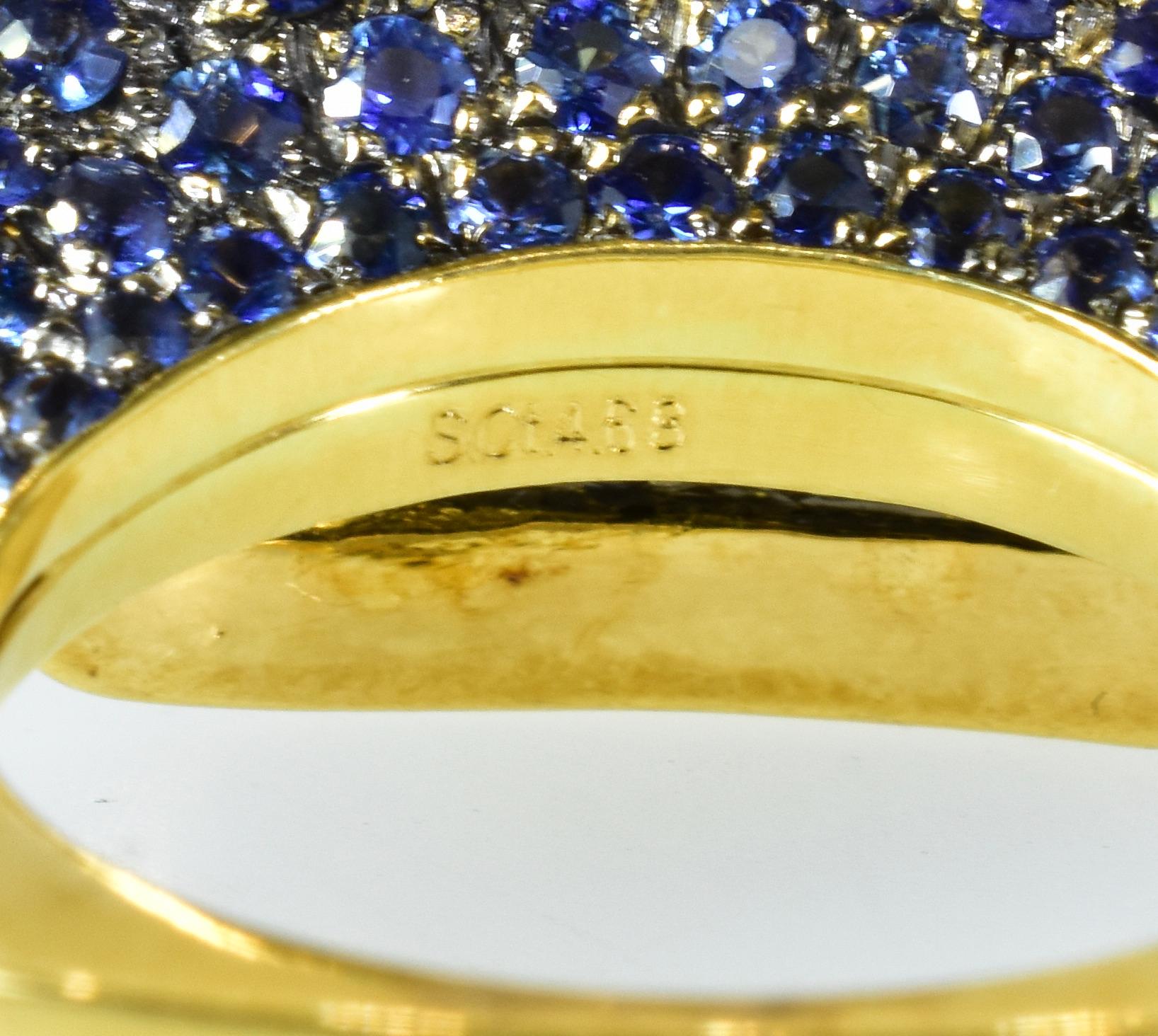 Salavetti Blue and Yellow Natural Sapphire Unusual 18K Ring For Sale 10