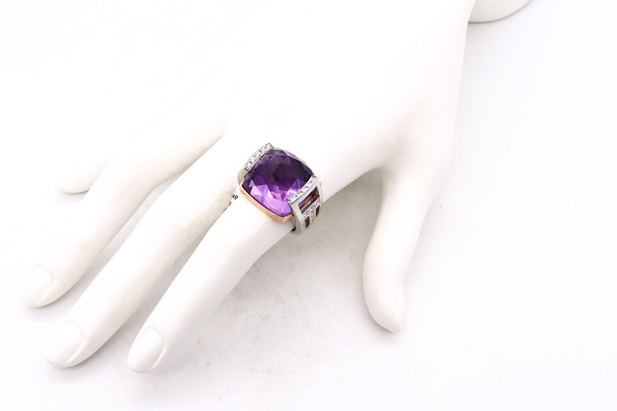 SALAVETTI Bague cocktail en or blanc 18 carats avec 23,51 carats de diamants et améthyste Excellent état - En vente à Miami, FL