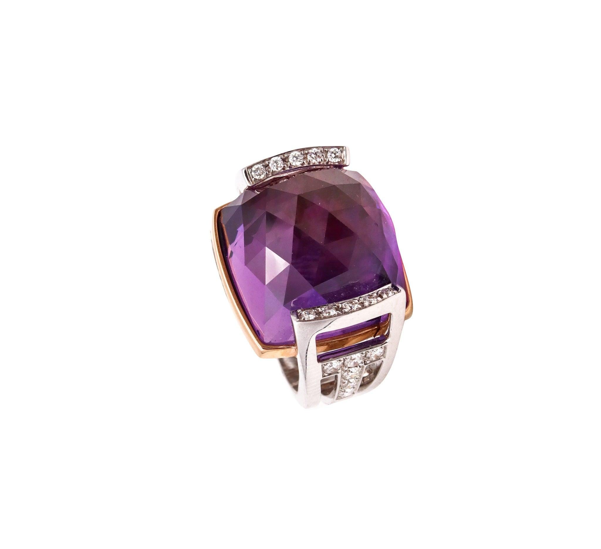 SALAVETTI Bague cocktail en or blanc 18 carats avec 23,51 carats de diamants et améthyste en vente 2