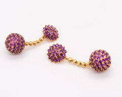 Pendientes convertibles Salavetti Dangle Drops de oro de 18 quilates con amatista de 24,35 quilates