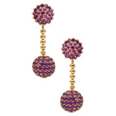 Salavetti Dangle Drops Convertible Earrings in 18kt Gold with 24.35ctw Amethyst